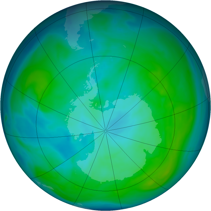 Antarctic ozone map for 03 January 2006